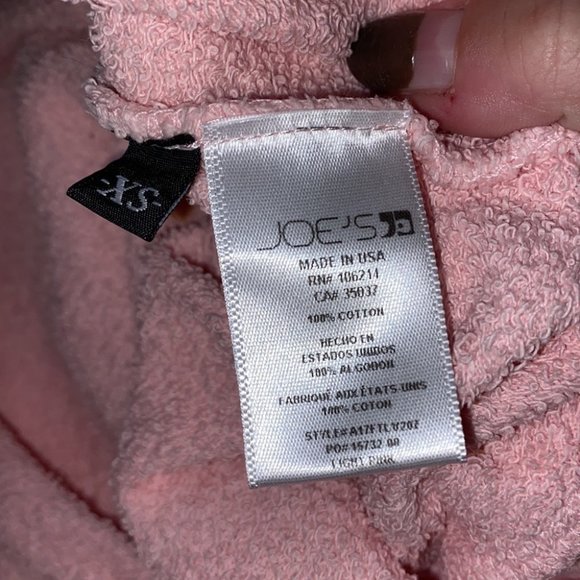 🌷 Joe’s Jean Collection Baby Pink Miaya Lace-up Sleeve Sweatshirt Size XS - Picture 10 of 13